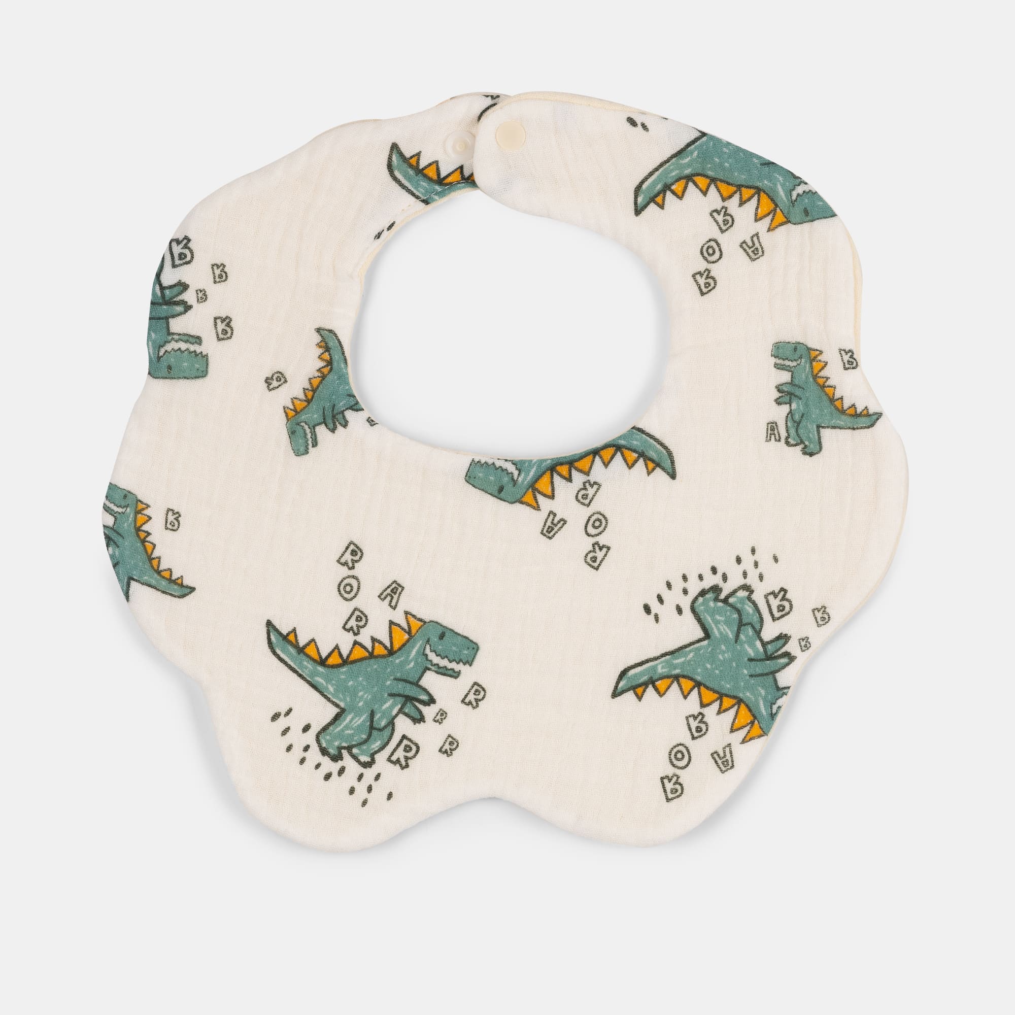 Babero muselina redondo diseños dino
